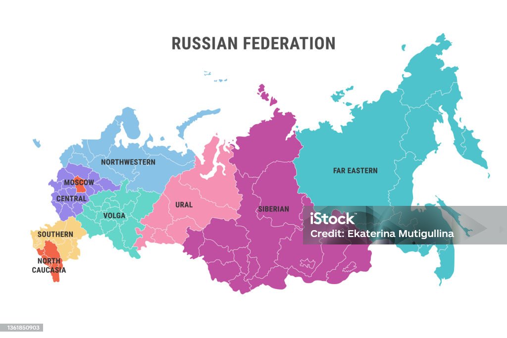Vetores de Mapa Detalhado De Cores Administrativas Da Rússia Com Fronteiras  De Distritos Federais Isolados Em Fundo Branco Ilustração Vetorial Da Federação  Russa e mais imagens de Mapa - iStock