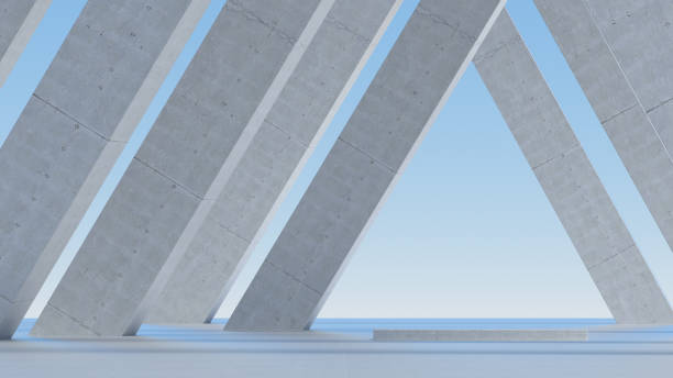 istock Advanced background High end scenario concrete wall 3D rendering booth Exhibition hall  technology 1361854053