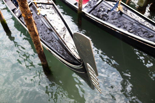 Gondolas jetty near Rialto bridge, Venice, Italy