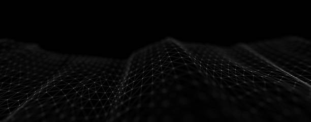 istock Wave of particles. Abstract wave dots in dark background. Big data. Technology background 1361855808