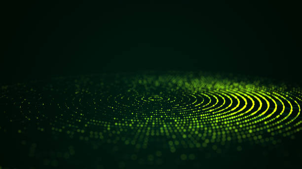 istock Abstract digital circle. Colorful circular shape on the background. Futuristic green point form. Big data. 3D rendering. 1361855848