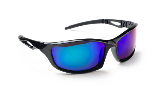 istock Black sunglasses with multicolor mirror lens isolated 1361861851