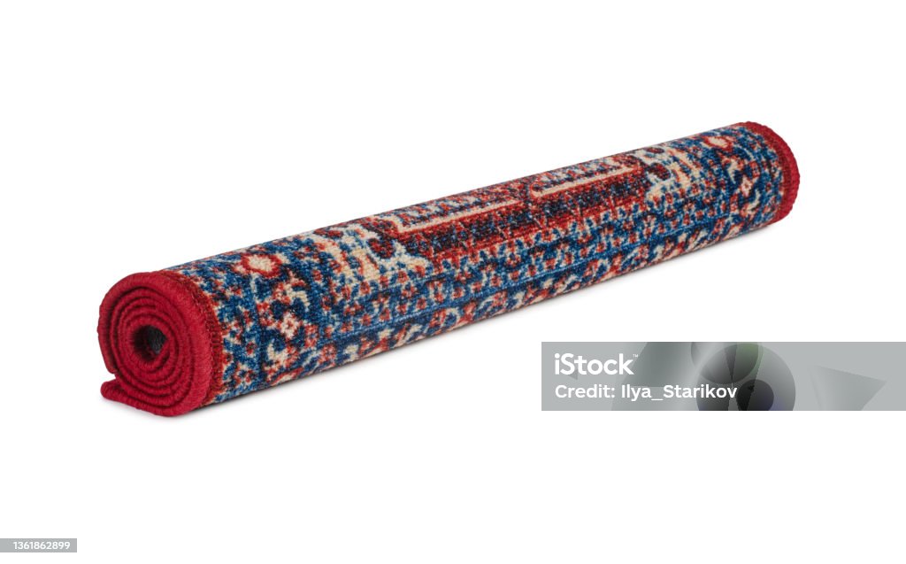 Rug Rold Up Rolled Carpet With Pattern Isolated Stock Photo - Download Image Now ...