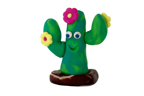Home made cactus from molding clay, baked to perfection.