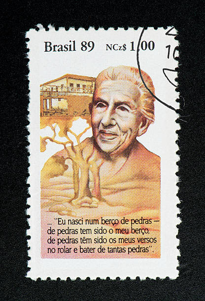 istock brazilian postage stamp, on black background 136186614