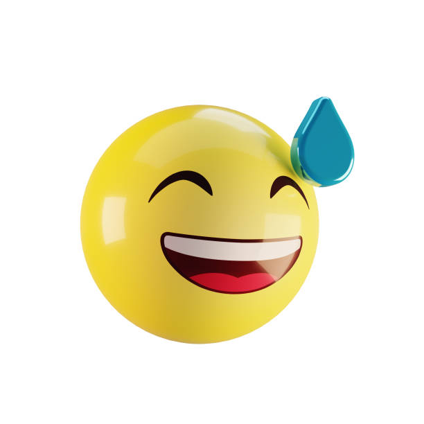 3d emoji grinning face with sweat isolated for social media composition