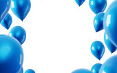 Blue balloon frame isolated background