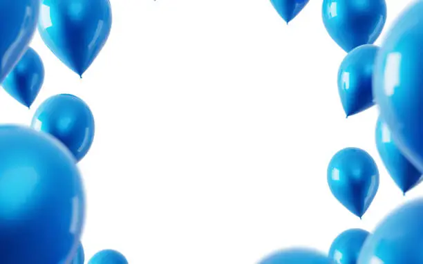 Photo of Blue balloon frame isolated background