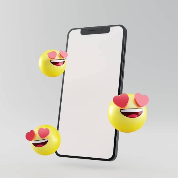 istock Blank screen smartphone with love emoji 1361869773