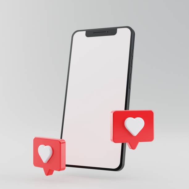 Blank screen smartphone with love icon Blank screen smartphone with love icon 3d render heart emoji phone stock pictures, royalty-free photos & images