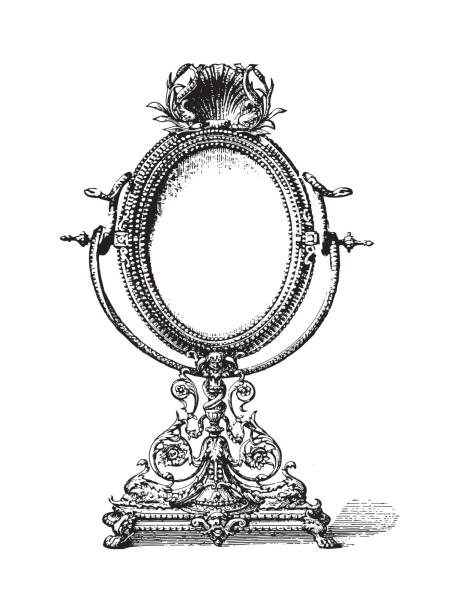 Old antique mirror - vintage engraved illustration illustration from Meyers Konversations-Lexikon 1897 dutch baroque architecture stock illustrations