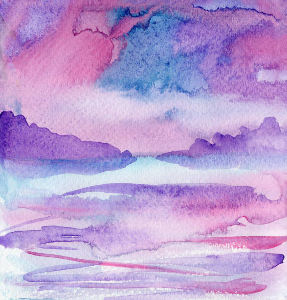 istock Hand drawn watercolor texture. Paint stains. Pink, blue and purple. Bright colors. Decorative paper. Template for post card, poster, wallpaper, mobile, banner, background, social media, graphic design 1361873952