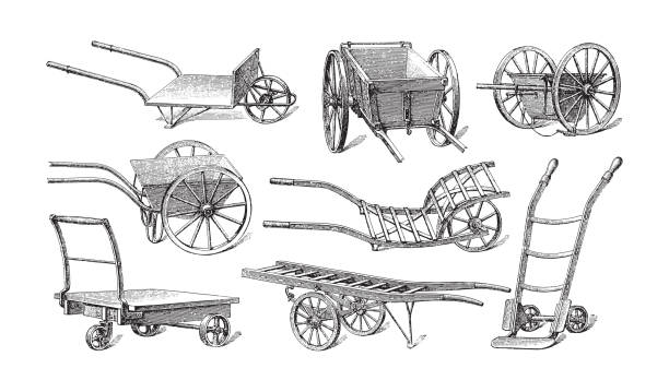 古いカートコレクション - ヴィンテージ彫刻イラスト - wagon wheel点のイラスト素材／クリップアート素材／マンガ素材／アイコン素材