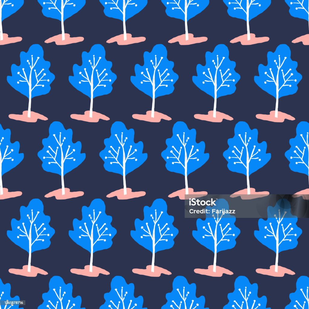 Tree Template Blue Blue Trees Vector Seamless Background Pattern Stock Illustration ...