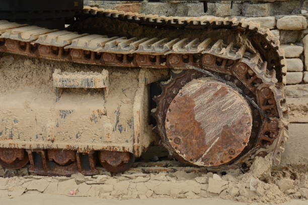 istock Caterpillar of excavator, Excavator on construction site 1361878955