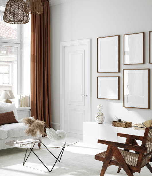 istock Frame mockup in Nordic living room interior background 1361882877