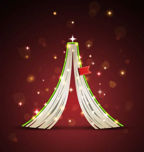 Vector illustration of Book styled as Christmas tree depicting Christmas stories