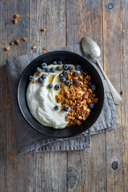 istock Homemade granola muesli with yogurt 1361892052