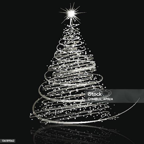 Silber Weihnachtsbaum Auf Schwarzem Hintergrund Stock Vektor Art und mehr Bilder von Weihnachtsbaum - Weihnachtsbaum, Silberfarbig, Eleganz