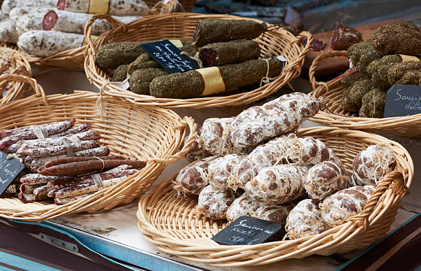 istock Random sausages at Provence market 136189812