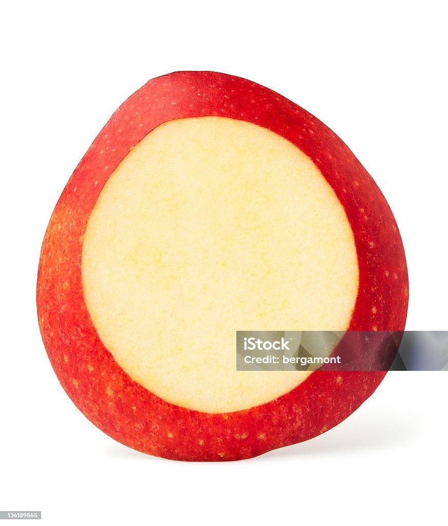 red apple slice red apple slice against white background Apple - Fruit Stock Photo