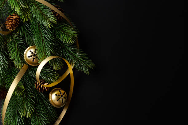 istock Christmas background with fir branches and baubles 1361899156