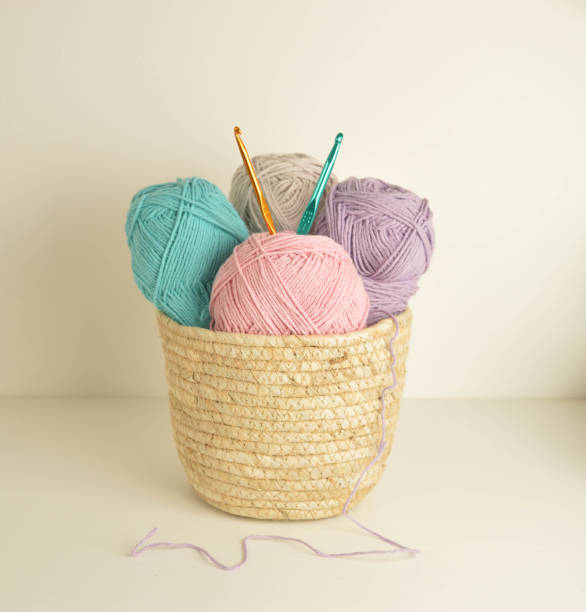 istock pastel colored woolen balls in basket with crochet hooks 1361902429