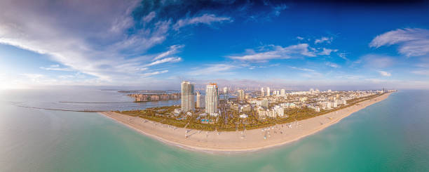 istock Drone panorama over Miami Beach skyline at morning time 1361904161