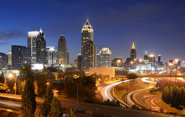 istock Downtown Atlanta at night with an orange tint 136190563