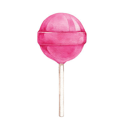 Watercolor Pink Lollipop Candy
