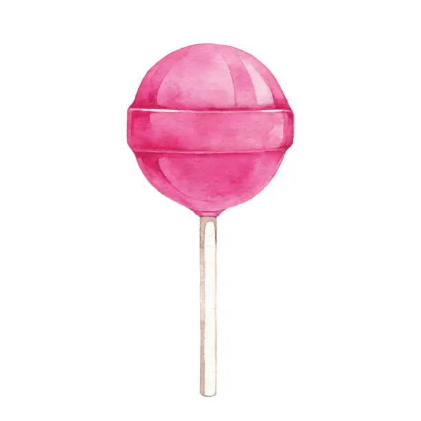 Vector illustration of Watercolor Pink Lollipop Candy