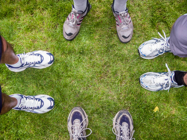 Frankfurt, Germany - June 11, 2008: runners standing together at the meadow ready to start the race.