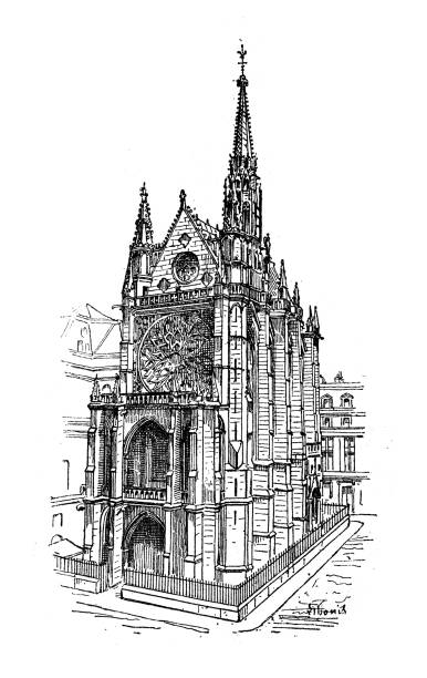 Antique illustration: Sainte-Chapelle, Paris Antique illustration: Sainte-Chapelle, Paris sainte chapelle stock illustrations