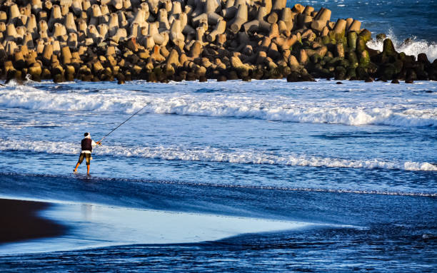 Fishing at Glagah Indah Beach, Kulonprogo, Special Region of Yogyakarta