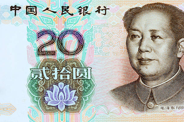 中国の紙幣、money-20 人民元、毛沢東祈念の顔 - twenty dollar bill ストックフォトと画像