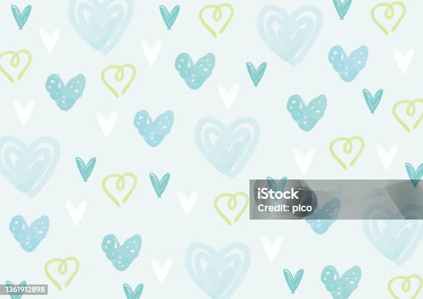 Heart Pattern Light Blue Handwritten Heart Pattern In Light Blue Pastel Color Stock Illustration ...