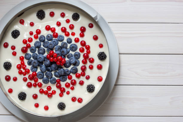 berry layer cake with chocolate and cream