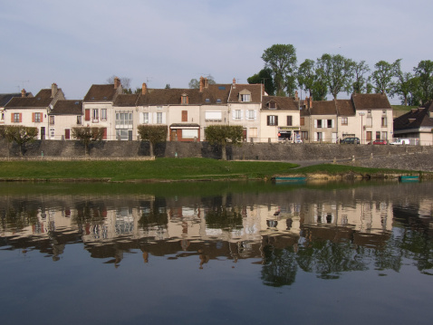 French Landscape, river Loing, Nemours population