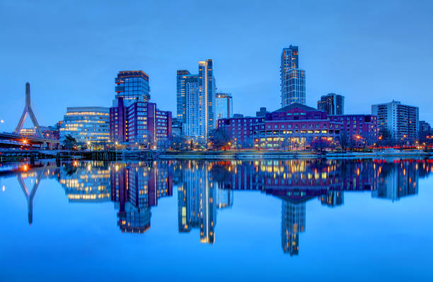 보스턴의 웨스트 엔드 이웃 스카이 라인 - boston skyline charles river river 뉴스 사진 이미지