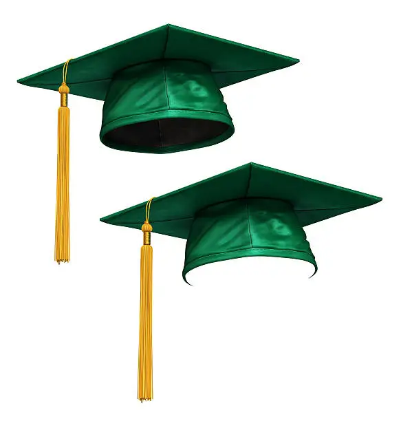 Photo of 3D render of green graduation cap