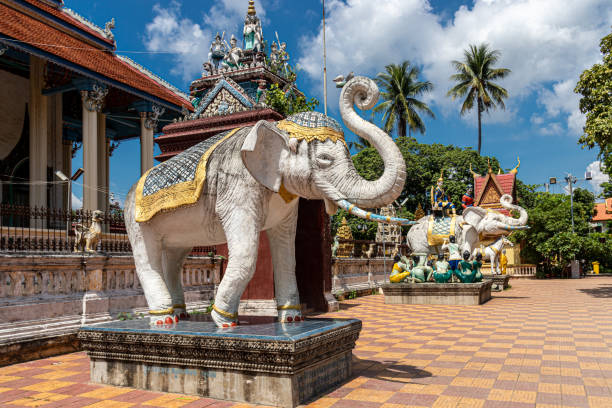 istock Elephant statue in a temple at Battambang 1361921319