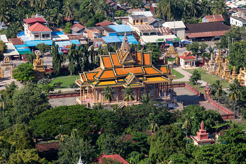Temple, aerial view at Battambang - Cambodia