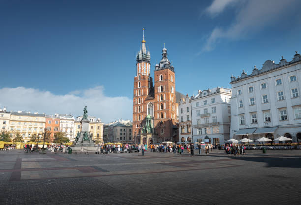 Main Market Square and St. Mary Basilica - Krakow, Poland