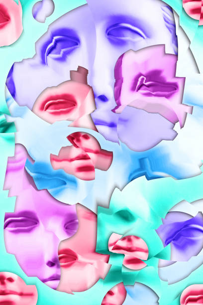 istock Collage with plaster antique sculpture of human face in a pop art style. Modern creative concept image with ancient statue head. Zine culture. Contemporary art poster. Funky minimalism. Retro design. 1361923621