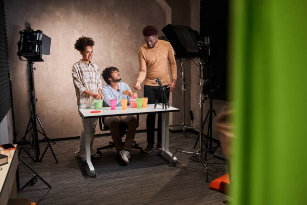 istock Multiracial people chatting with each other in front of the camera 1361925214