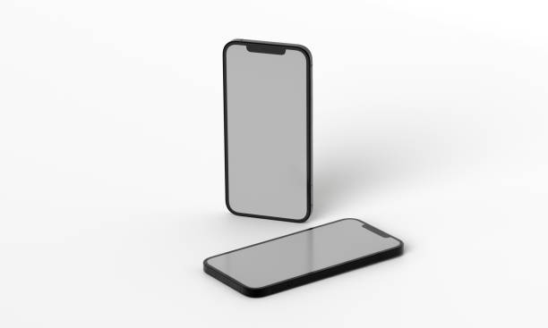 3d rendering illustrazione generico telefono mock up in un design bianco tasto alto - sdraiarsi foto e immagini stock