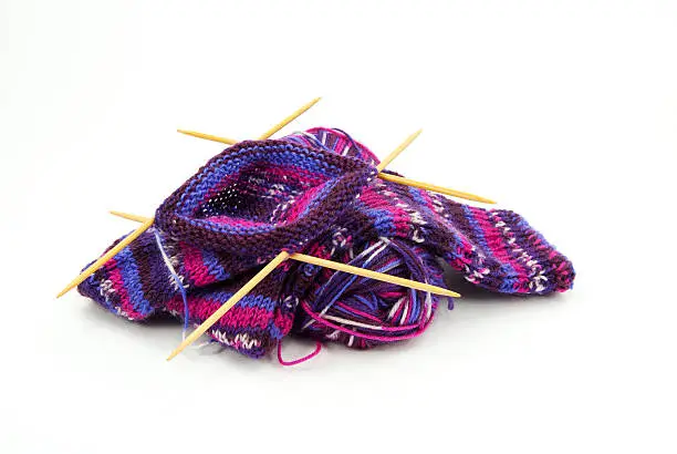 Wool and needles  to knit socks