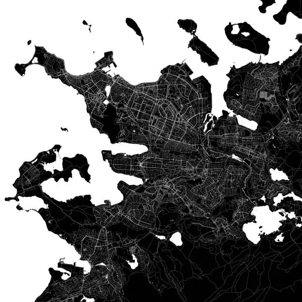 Vector illustration of Reykjavik, Iceland Vector Map