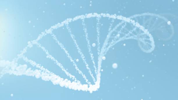 bleu clair et blanc cosmétique bulle d’eau adn et arnm beauté helix arrière-plan avec gouttelettes de cellules et espace de copie - dna chromosome genetic research research photos et images de collection