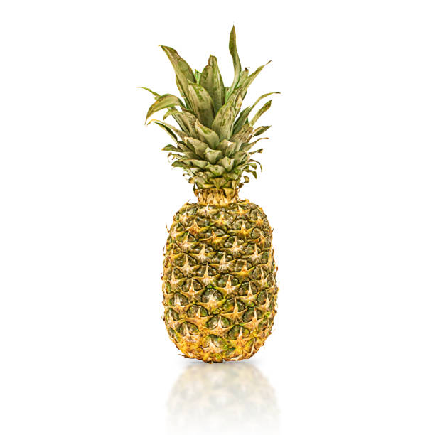 istock Isolate of a whole pineapple with a reflection on a white background. 1361928561